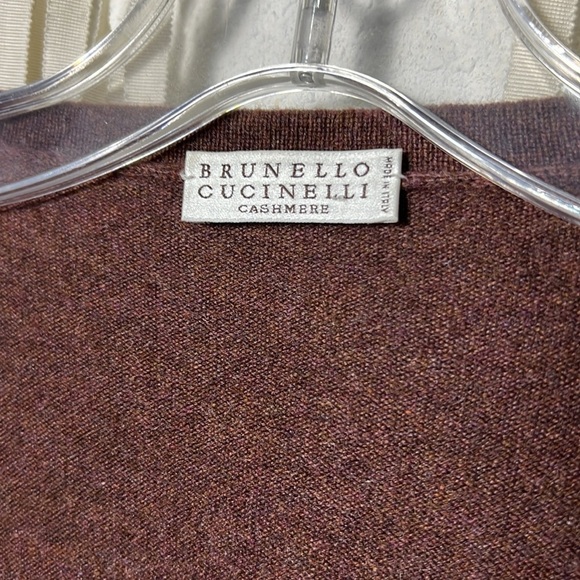 Brunello Cucinelli Cinnamon Colored Cashmere V-Neck Sweater Size M - Picture 9 of 12